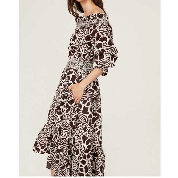 Adam Lippes Smocked Off the Shoulder Dress Sz 6 - Picture 2 of 6